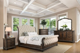 CM7663 5PC Queen Bedroom Set Transitional Style Rustic Natural Finish . Lysandra Collection by Furniture of America