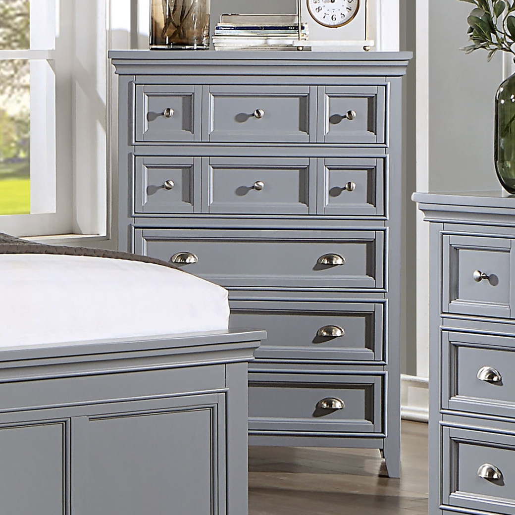 CM7413 GY 5PC Queen Bedroom Transitional Style Gray Finish by Furniture of America