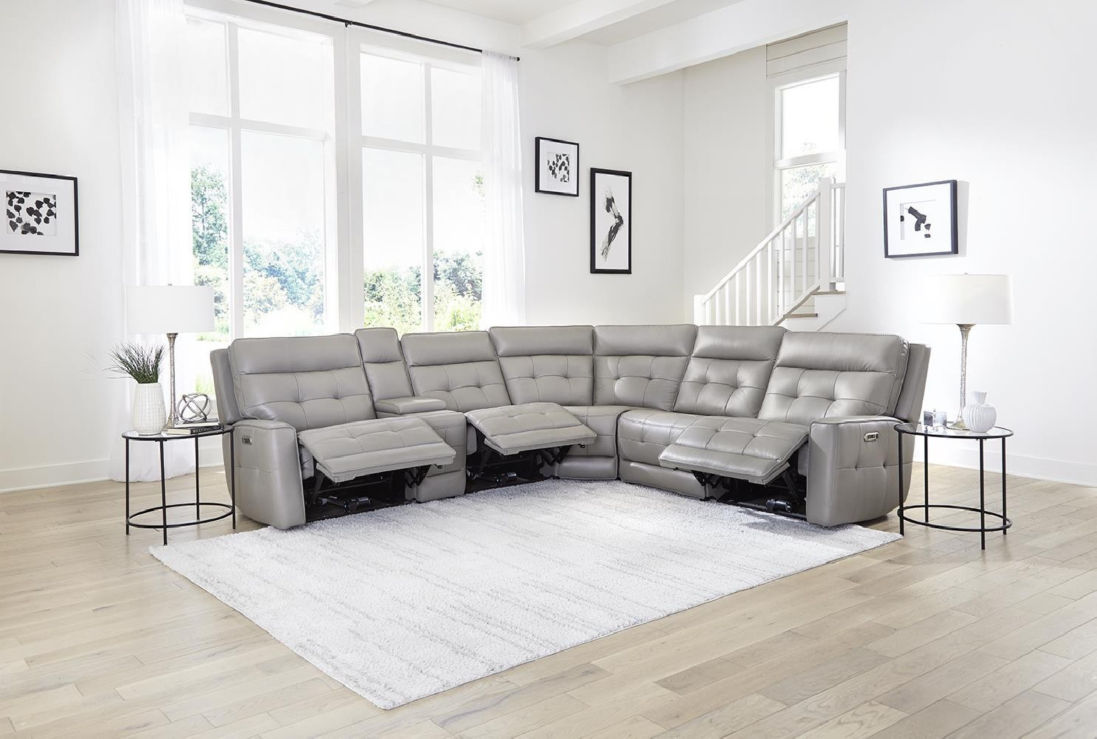 6PC Canterbury-Pewter Zero Gravity Modular Power Reclining Sectional By Parker House