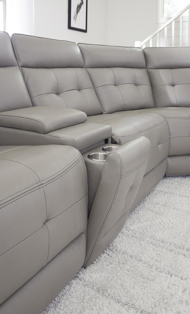 6PC Canterbury-Pewter Zero Gravity Modular Power Reclining Sectional By Parker House