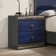FM7250BL 5PC Queen Bedroom Set Glam Style Gray/Indigo Blue By Furniture Of America