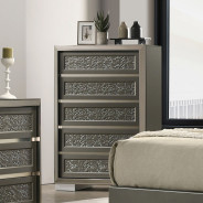 FM7252DG 5PC Queen Bedroom Set Contemporary Style Dark Gray Finish By Furniture Of America