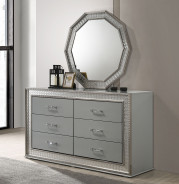 FM7253GY 5PC Queen Bedroom Set Contemporary Style Metallic Gray Finish By Furniture Of America