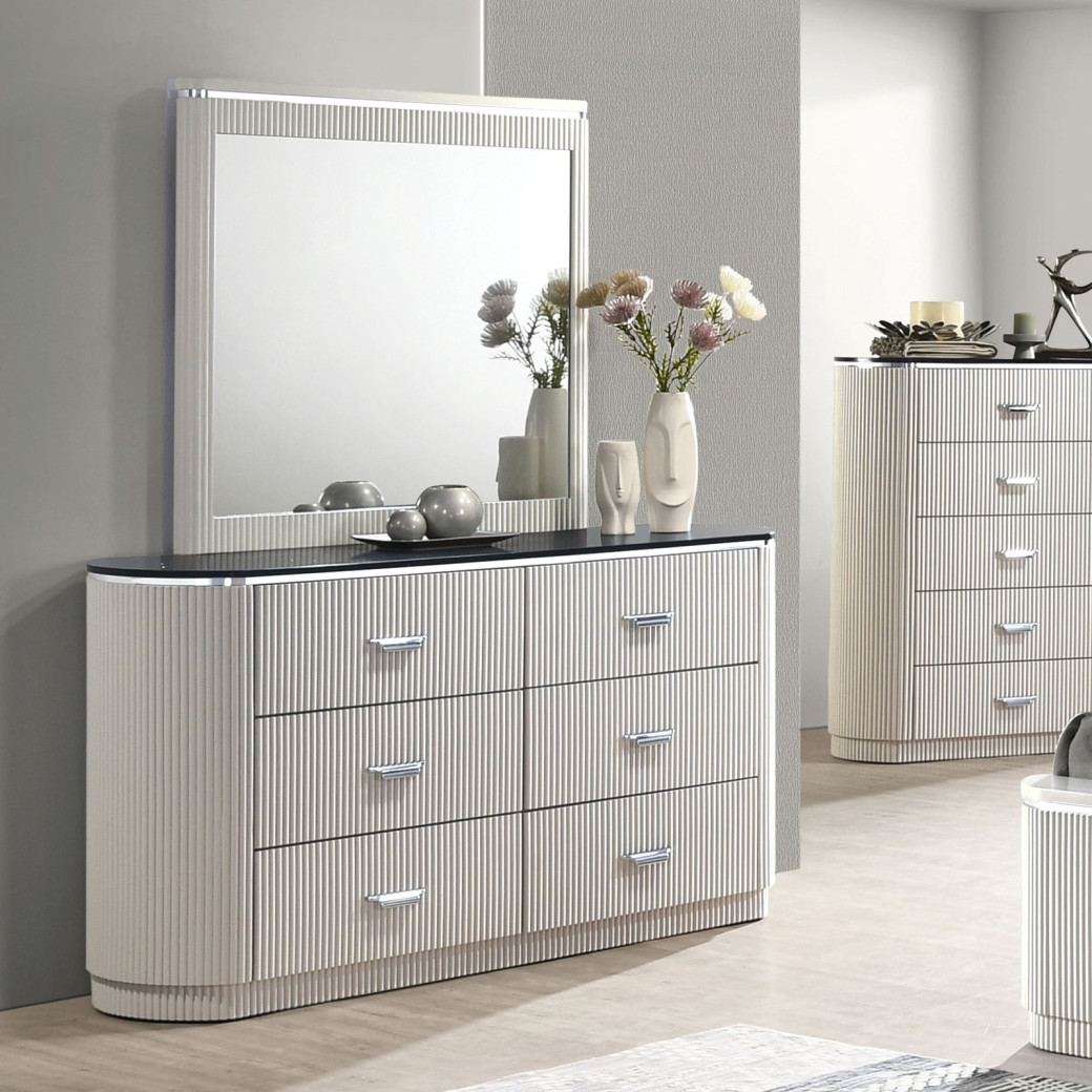 FM7244GY 5PC Queen Bedroom Set Contemporary Style Aldgate Collection by Furniture of America