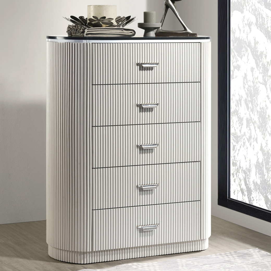 FM7244GY 5PC Queen Bedroom Set Contemporary Style Aldgate Collection by Furniture of America