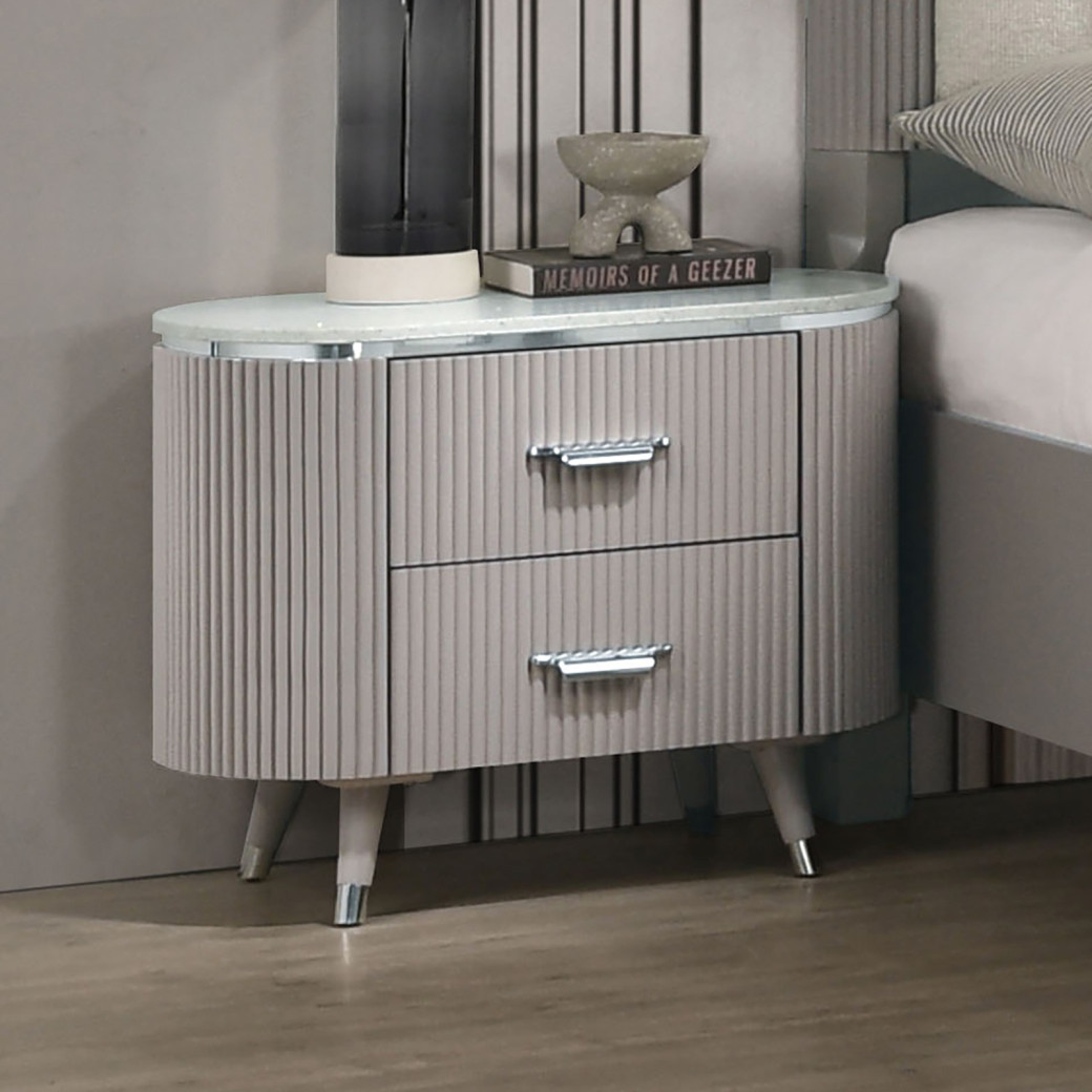 FM7243GY 5PC Queen Bedroom Set Contemporary Style Aldridge Collection Light Gray Finish by Furniture of America