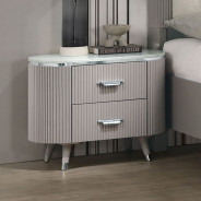 FM7243GY 5PC Queen Bedroom Set Contemporary Style Aldridge Collection Light Gray Finish by Furniture of America