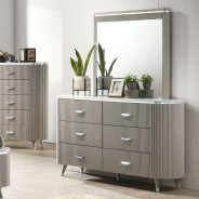 FM7243GY 5PC Queen Bedroom Set Contemporary Style Aldridge Collection Light Gray Finish by Furniture of America
