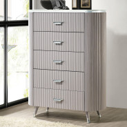 FM7243GY 5PC Queen Bedroom Set Contemporary Style Aldridge Collection Light Gray Finish by Furniture of America