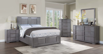 CM7475GY 5PC Queen Bedroom Set Contemporary Style Gray Finish  By Furniture Of America