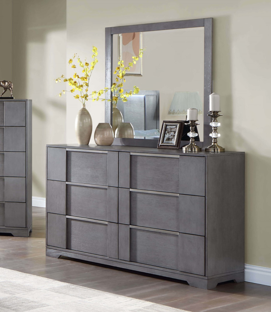 CM7475GY 5PC Queen Bedroom Set Contemporary Style Gray Finish  By Furniture Of America