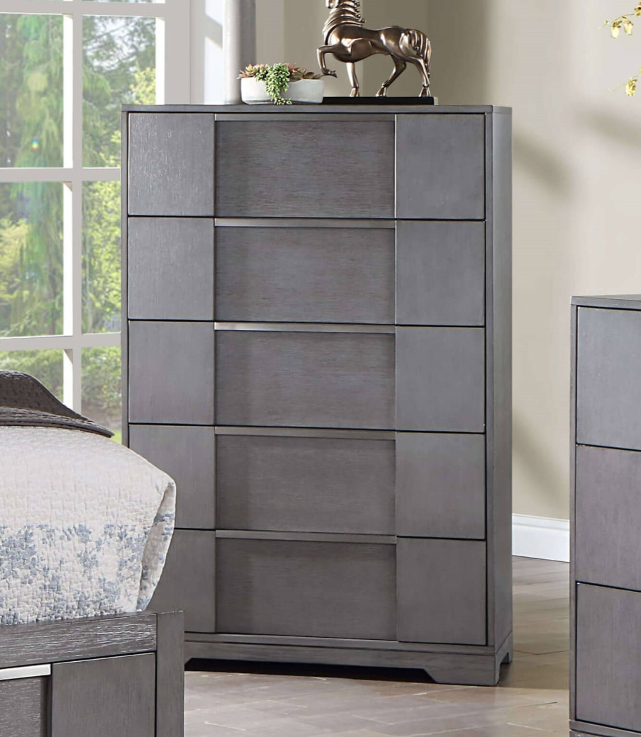 CM7475GY 5PC Queen Bedroom Set Contemporary Style Gray Finish  By Furniture Of America