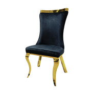 FM33001GD-T 7PC Dining Set Gold & Black Chairs Glam Style Basilicata Collection By Furniture of America