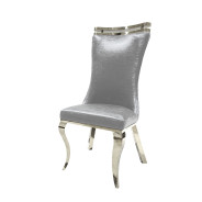 FM33002SV-T 7PC Dining Set Chrome & White Chairs Glam Style Palazzo Collection By Furniture of America