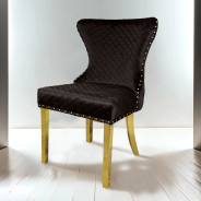 FM33003GD-T 7PC Dining Set Gold & Black Chairs Glam Style Portanova Collection By Furniture of America