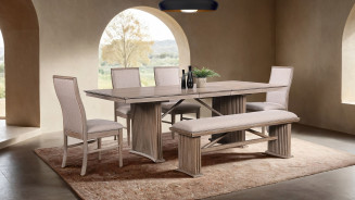 FM3230NT-T 7PC Dining Set Natural Ash Contemporary Style Ellesmere Collection By Furniture of America