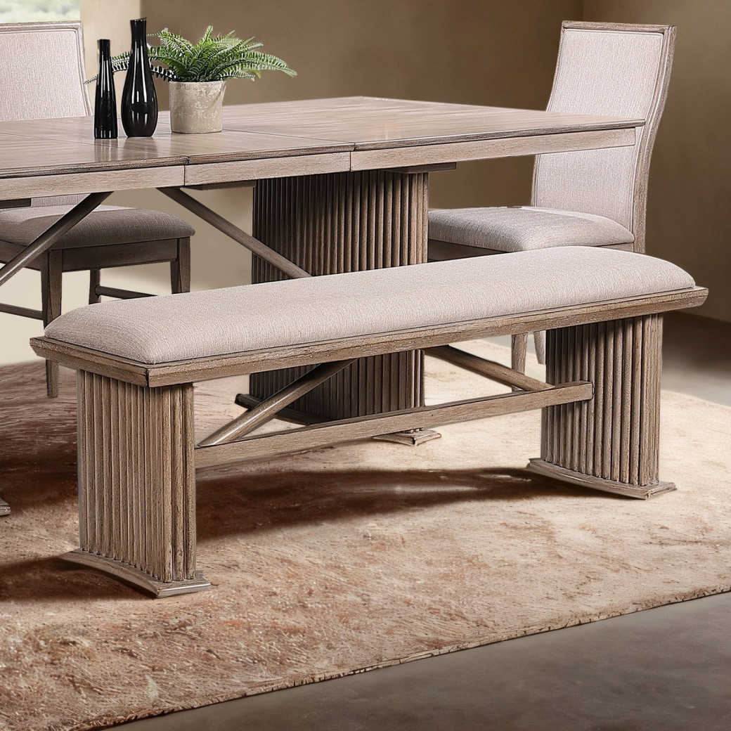 FM3230NT-T 7PC Dining Set Natural Ash Contemporary Style Ellesmere Collection By Furniture of America