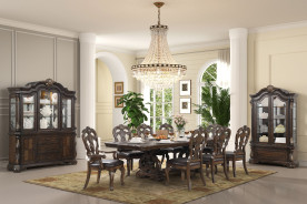 FM31003DB-T 7PC Dining set Traditional Style in Dark Brown Leovanni Collection By Furniture of America