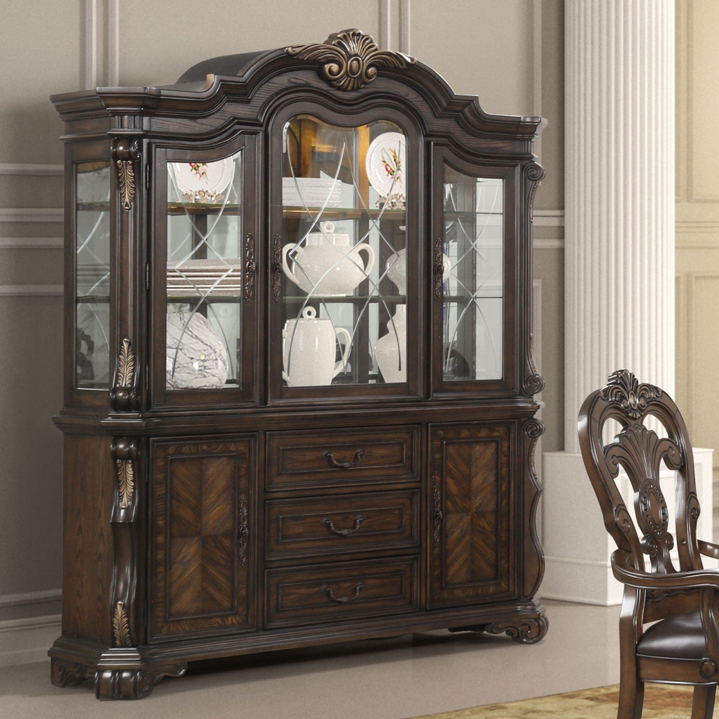 FM31003DB-T 7PC Dining set Traditional Style in Dark Brown Leovanni Collection By Furniture of America