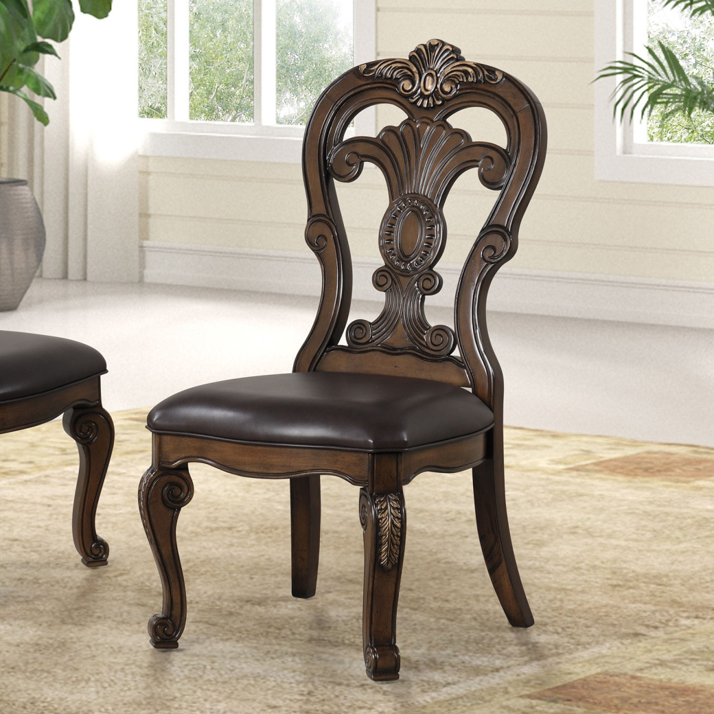 FM31003DB-T 7PC Dining set Traditional Style in Dark Brown Leovanni Collection By Furniture of America