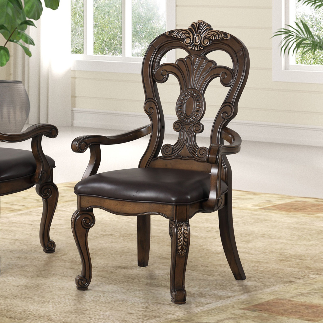FM31003DB-T 7PC Dining set Traditional Style in Dark Brown Leovanni Collection By Furniture of America