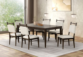 FM3433DW-T 7PC Dining set Modern Style Dark Walnut Finish by  Furniture of America