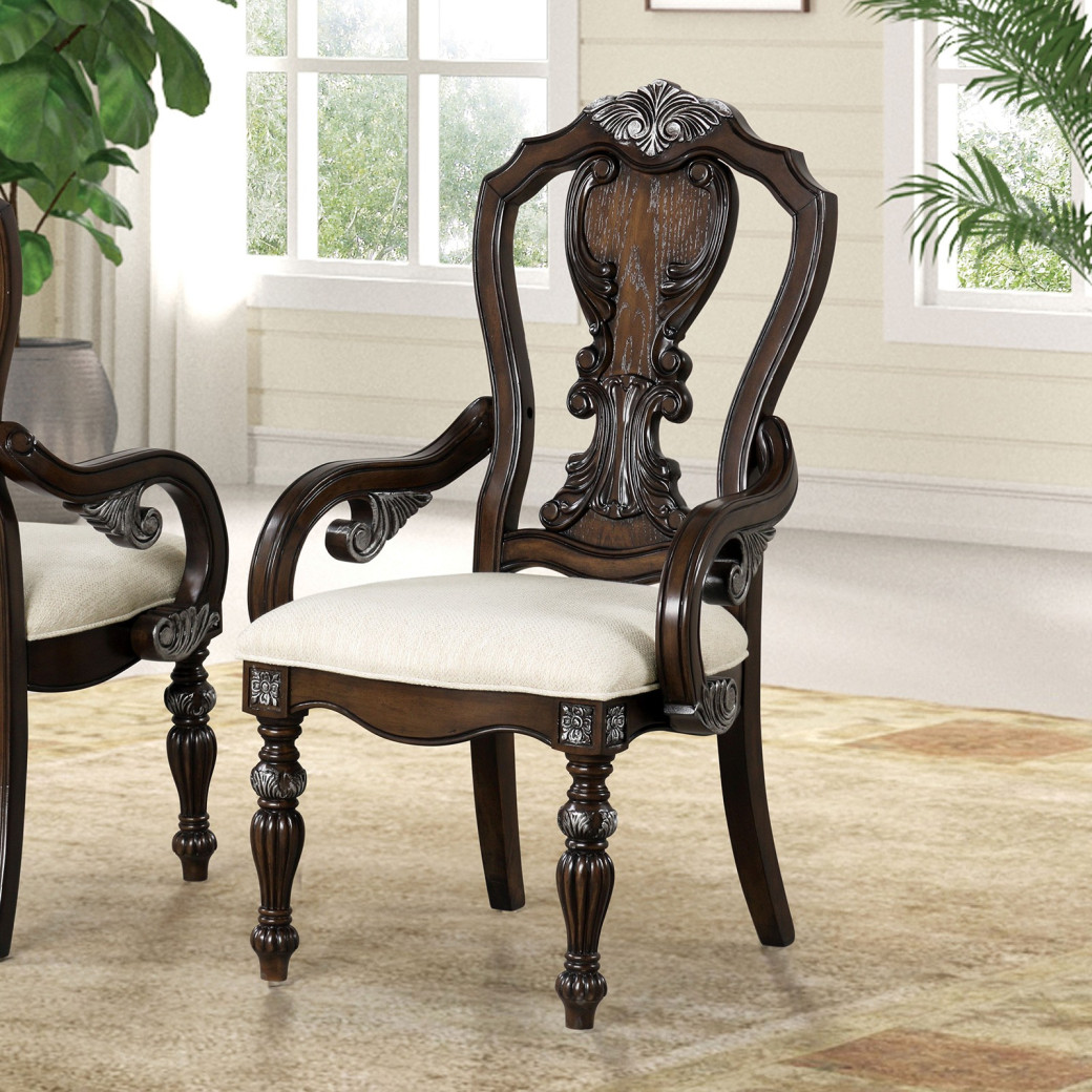 FM31002DB 7PC Dining set Double Pedestal Dark Brown Finish Promenade Collection By Furniture of America