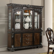 FM31002DB 7PC Dining set Double Pedestal Dark Brown Finish Promenade Collection By Furniture of America