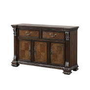 FM31002DB 7PC Dining set Double Pedestal Dark Brown Finish Promenade Collection By Furniture of America