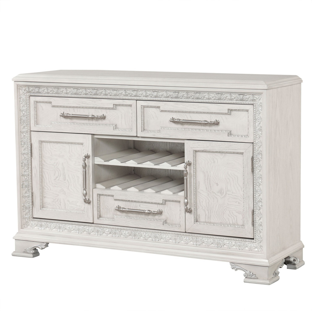 FM31000WH-T 7PC Dining Set Traditional Style Creamy White Finish Stella Mia Collection By Furniture of America