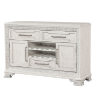 FM31000WH-T 7PC Dining Set Traditional Style Creamy White Finish Stella Mia Collection By Furniture of America