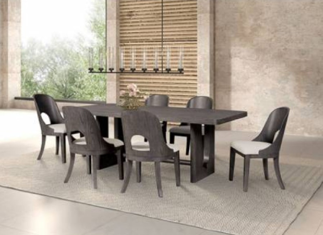 FM39004EST-T 7PC Dining Set Rectangular Table Contemporary Style Sterling West Collection By Furniture of America