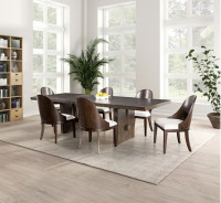 FM3420BR-T 7PC Dining set Transitional Style Dark Walnut Finish Morden Collection By Furniture of America
