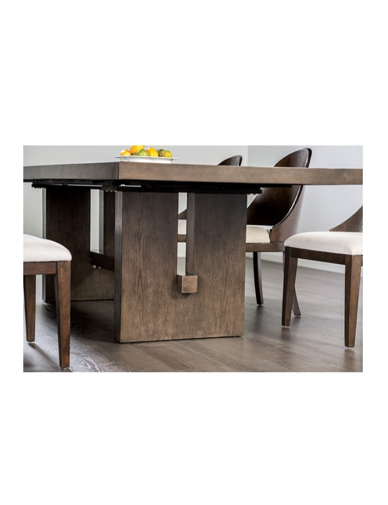 FM3420BR-T 7PC Dining set Transitional Style Dark Walnut Finish Morden Collection By Furniture of America