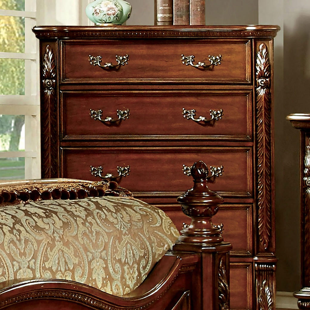 CM7588  5PC Queen Bedroom Traditional Style Brown Cherry . Flandreau Collection by Furniture of America