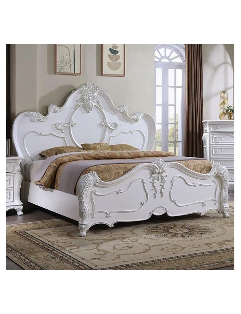 FM7636 5PC Queen Bedroom Set Traditional Style White Finish Roselli  Collection by Furniture of America