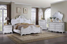FM7636 5PC Queen Bedroom Set Traditional Style White Finish Roselli Collection by Furniture of America