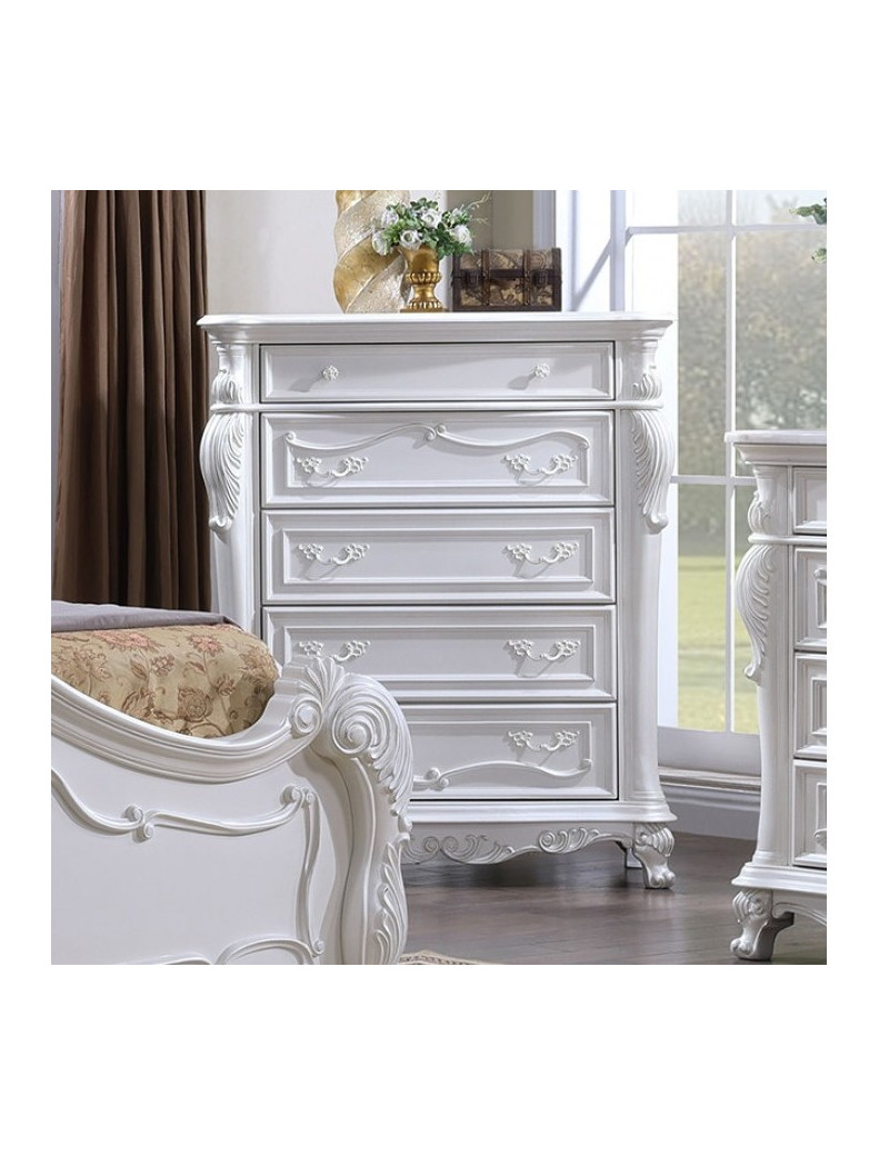 FM7636 5PC Queen Bedroom Set Traditional Style White Finish Roselli Collection by Furniture of America
