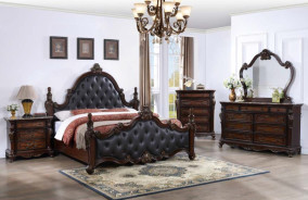 FM7637CH 5PC Queen Bedroom Set Traditional Style Dark Cherry Finish Cremona Collection by Furniture of America