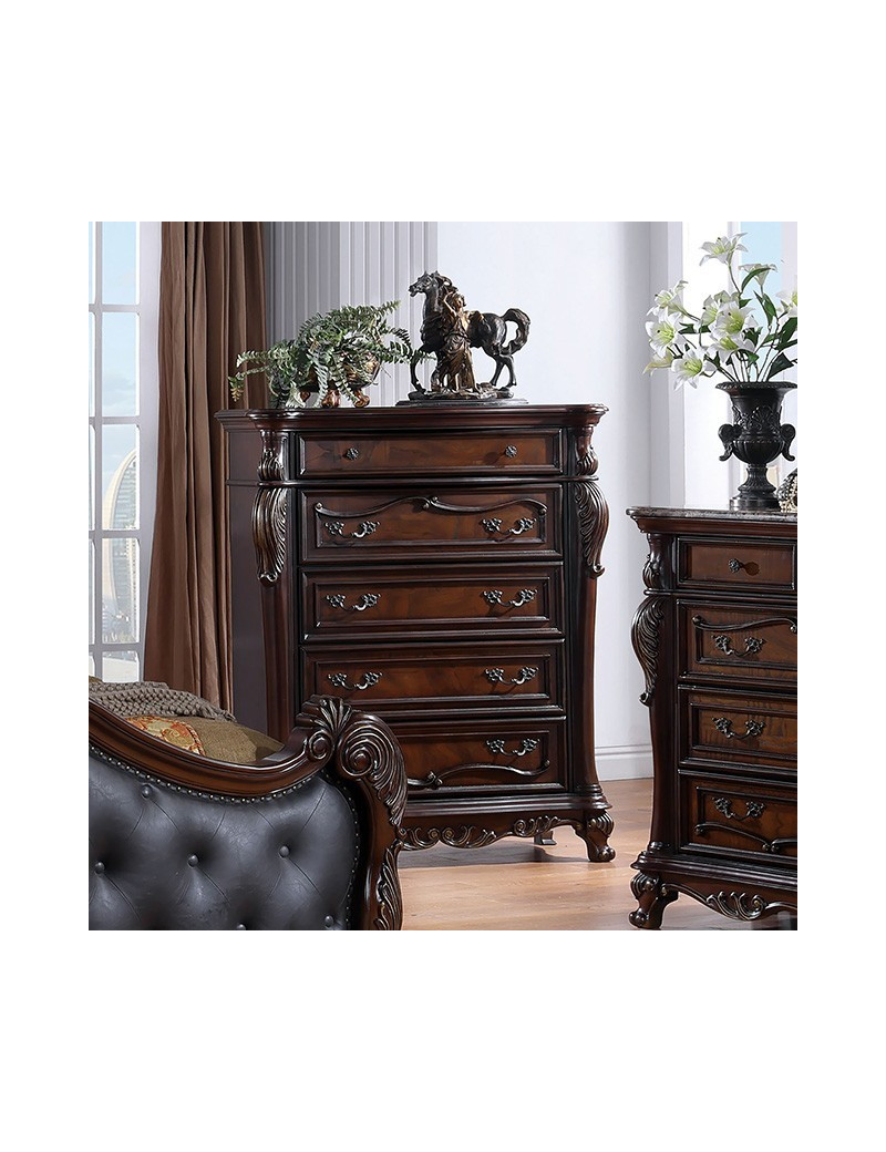 FM7637CH 5PC Queen Bedroom Set Traditional Style Dark Cherry Finish Cremona Collection by Furniture of America