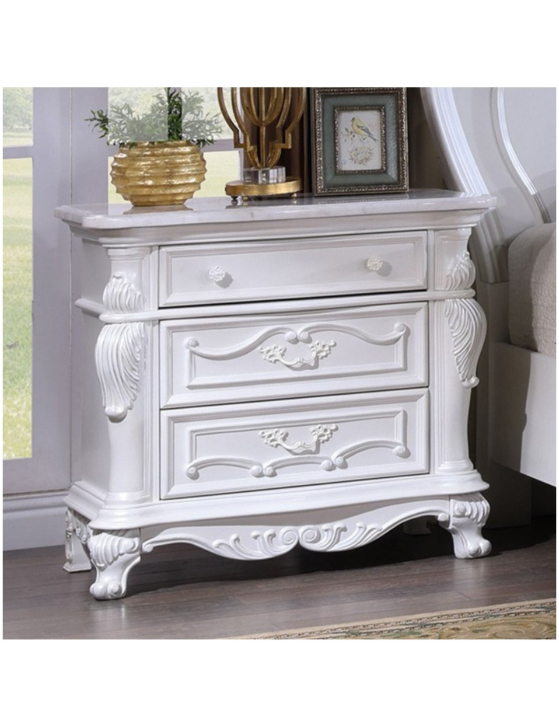 FM7637WH 5PC Queen Bedroom Set Traditional Style White Finish Cremona Collection by Furniture of America