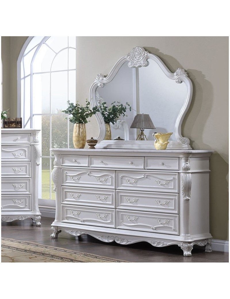 FM7637WH 5PC Queen Bedroom Set Traditional Style White Finish Cremona Collection by Furniture of America