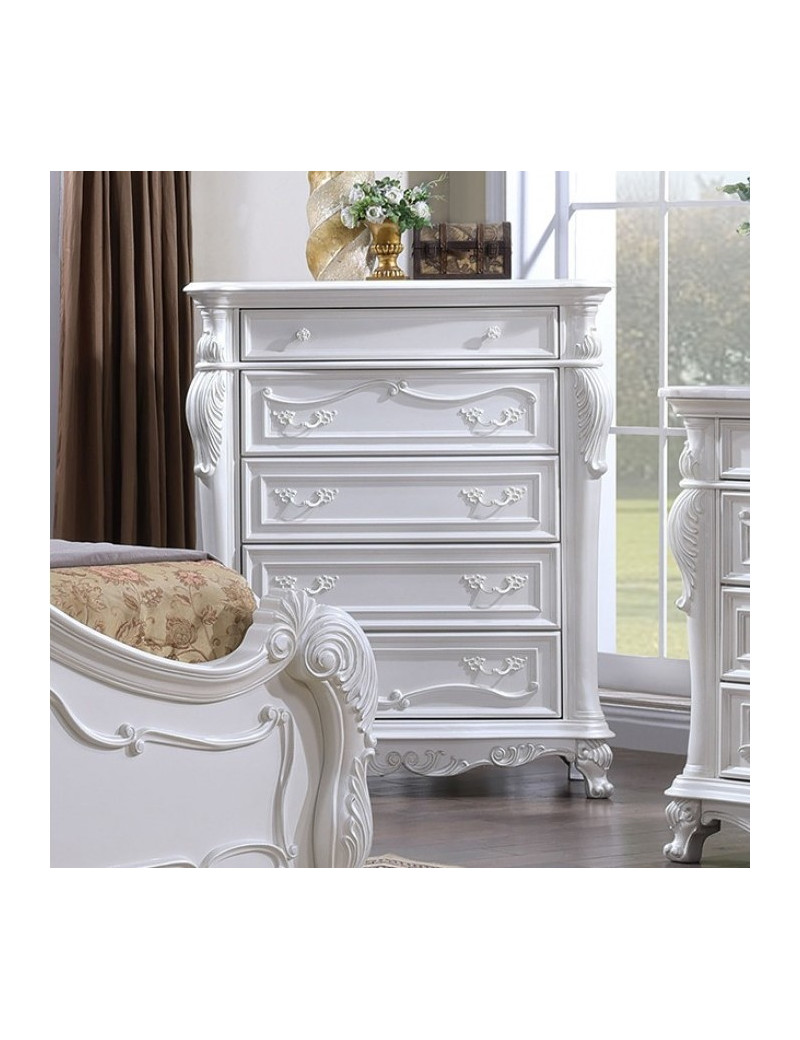 FM7637WH 5PC Queen Bedroom Set Traditional Style White Finish Cremona Collection by Furniture of America