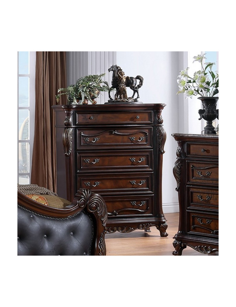 FM7638CH 5PC Queen Bedroom Set Traditional Style Dark Cherry Finish Francione Collection by Furniture of America
