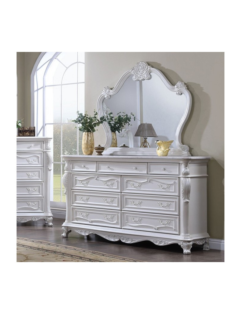 FM7638WH 5PC Queen Bedroom Set Traditional Style White Finish Francione Collection by Furniture of America