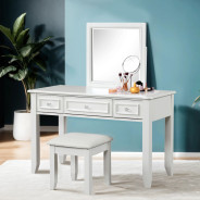 FM7456WH 5PC Queen Size Bedroom Set Traditional Style White finish Naucalpan Collection by Furniture of America