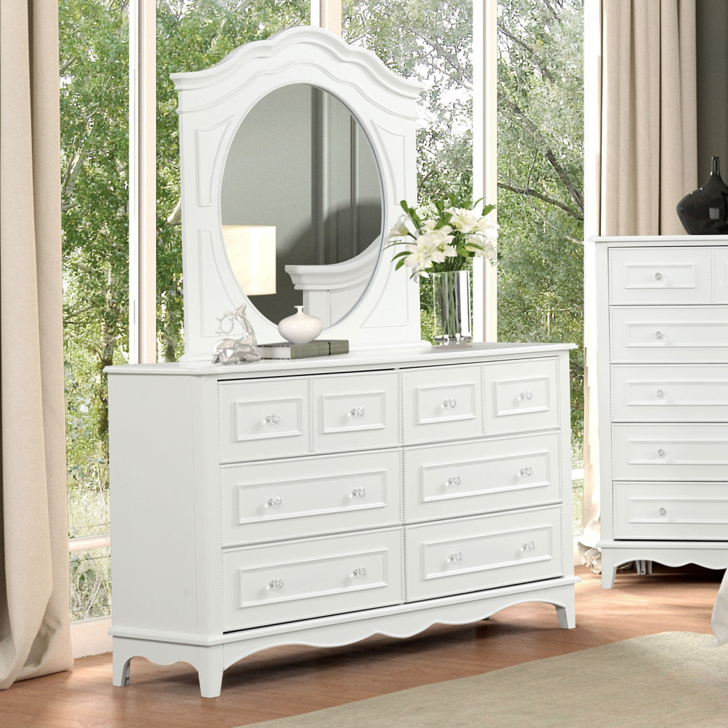 FM7456WH 5PC Queen Size Bedroom Set Traditional Style White finish Naucalpan Collection by Furniture of America