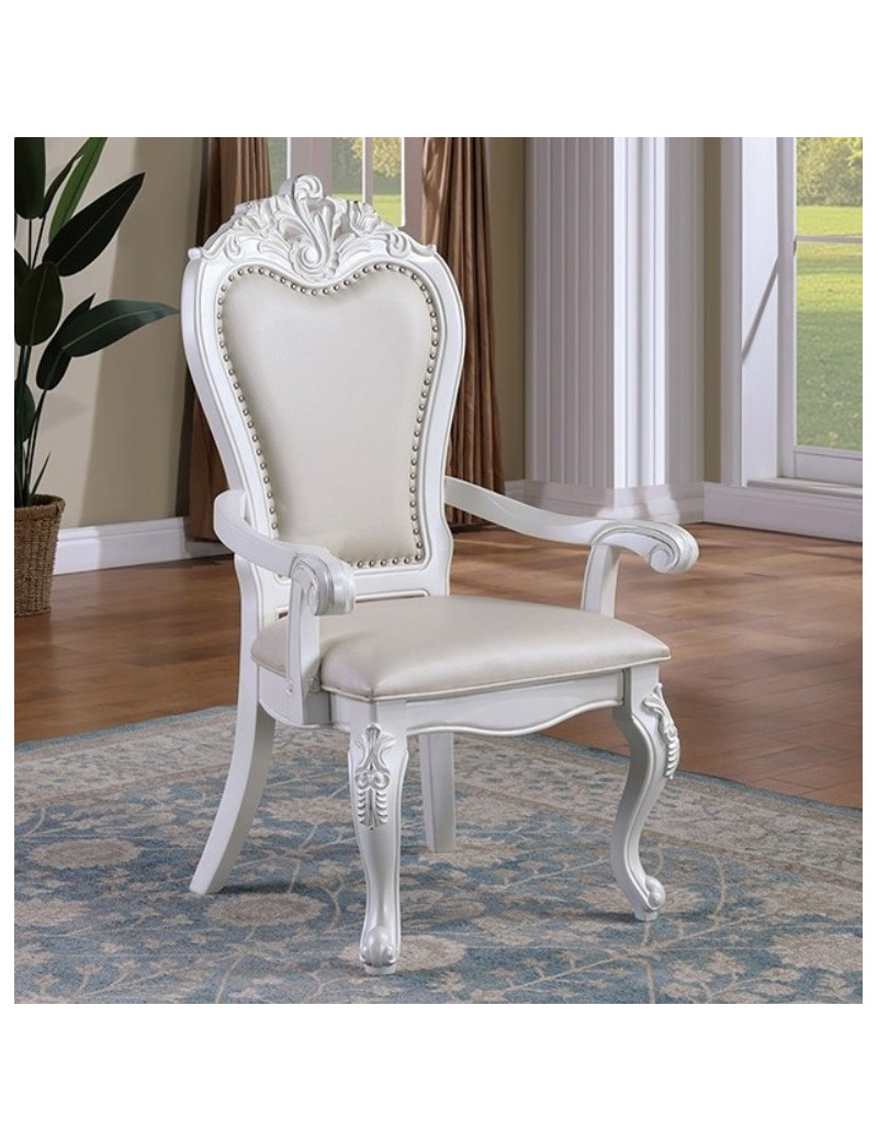 FM3261WH 7PC Dining set Double Pedestal Base White Finish Manzanita Collection By Furniture of America
