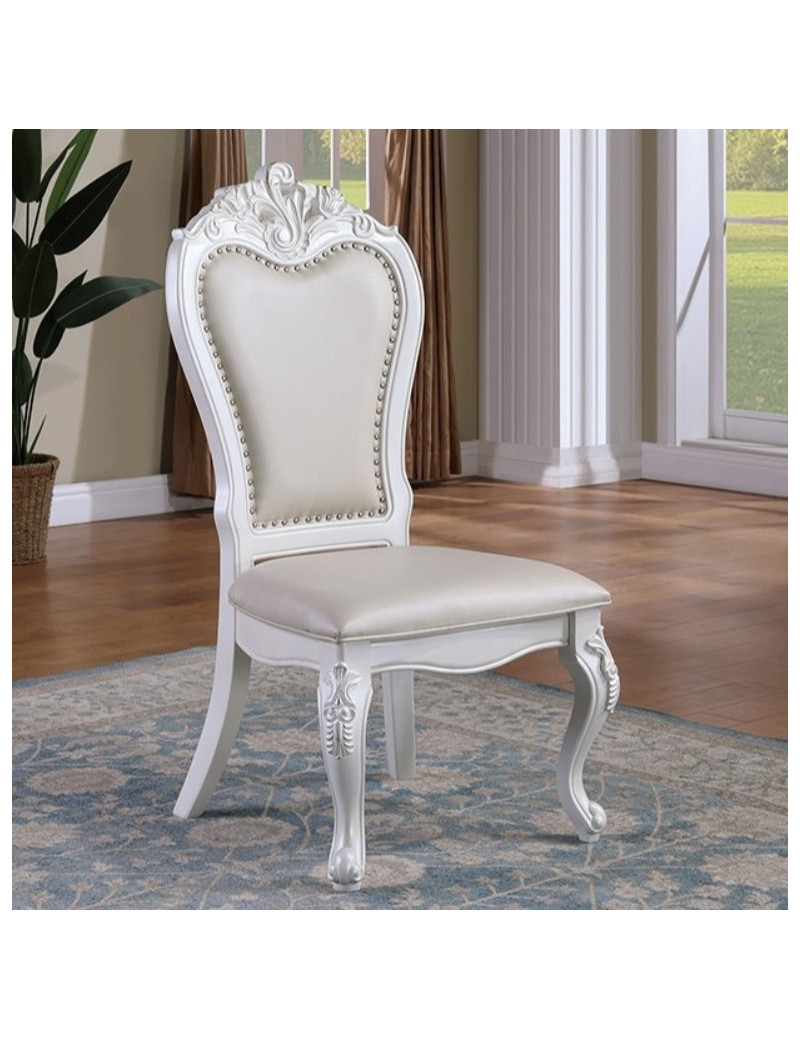FM3261WH 7PC Dining set Double Pedestal Base White Finish Manzanita Collection By Furniture of America