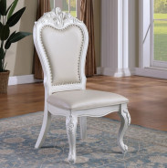 FM3261WH 7PC Dining set Double Pedestal Base White Finish Manzanita Collection By Furniture of America